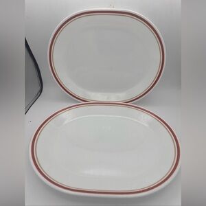 Corelle White Dinner Plates with Red Trim